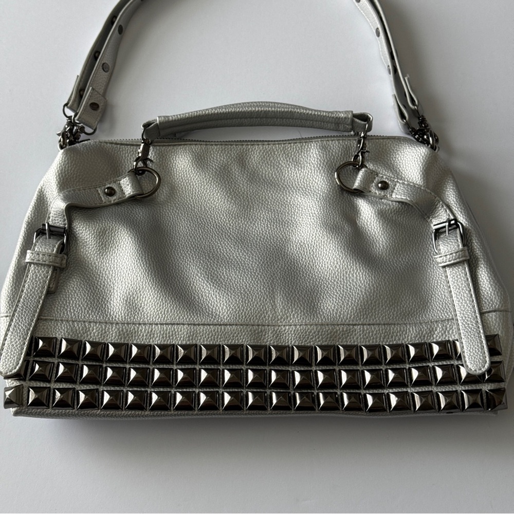 Silver Handbag with Studs Design |Shoulder Bag - Picture 2 of 11